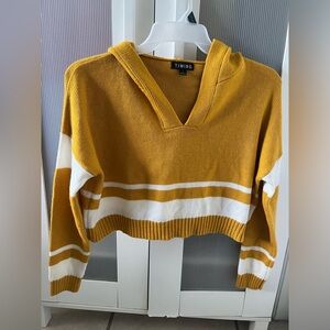 Mustard crop top long sleeve hoodie